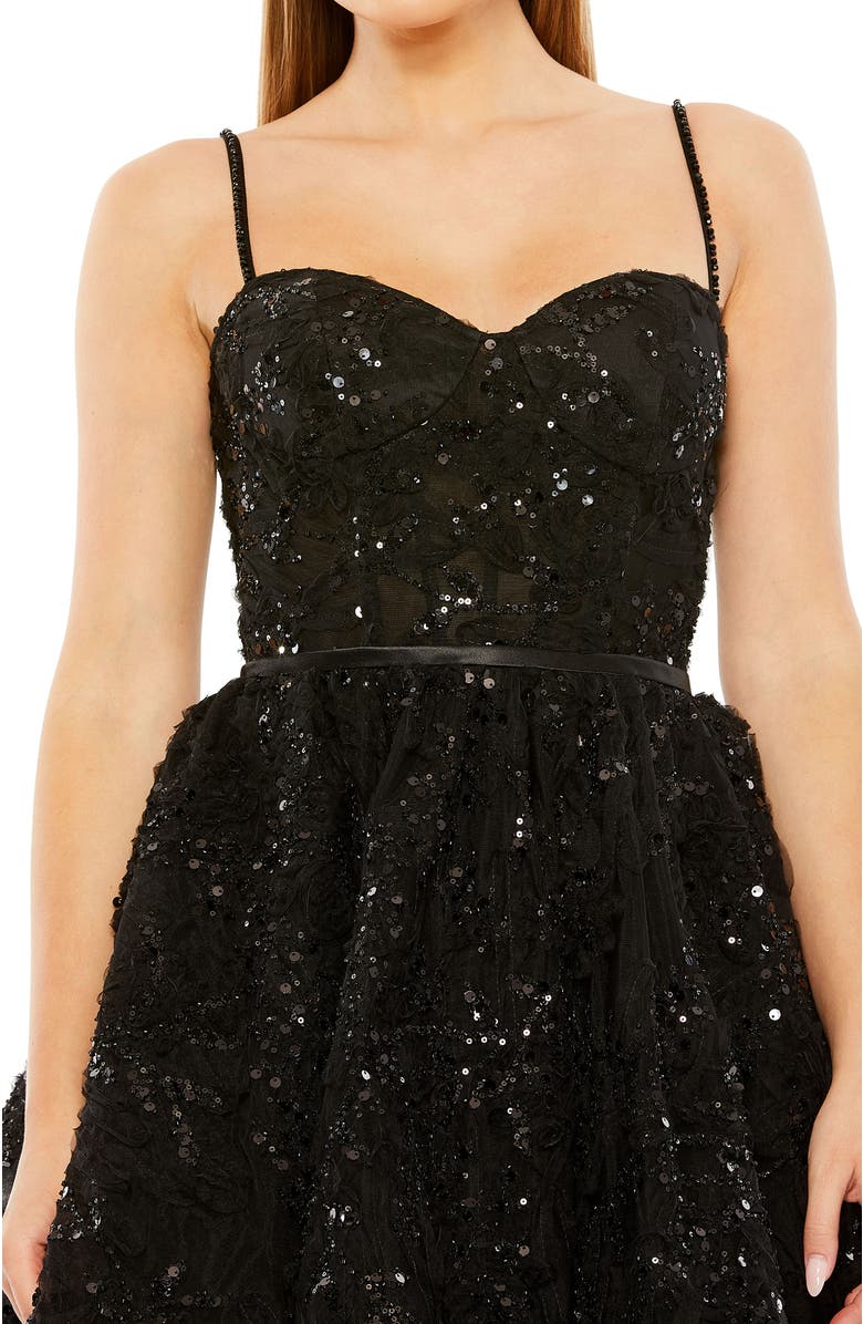 Mac Duggal Beaded Strap Bustier Sequin Mini Dress, Alternate, color, Black