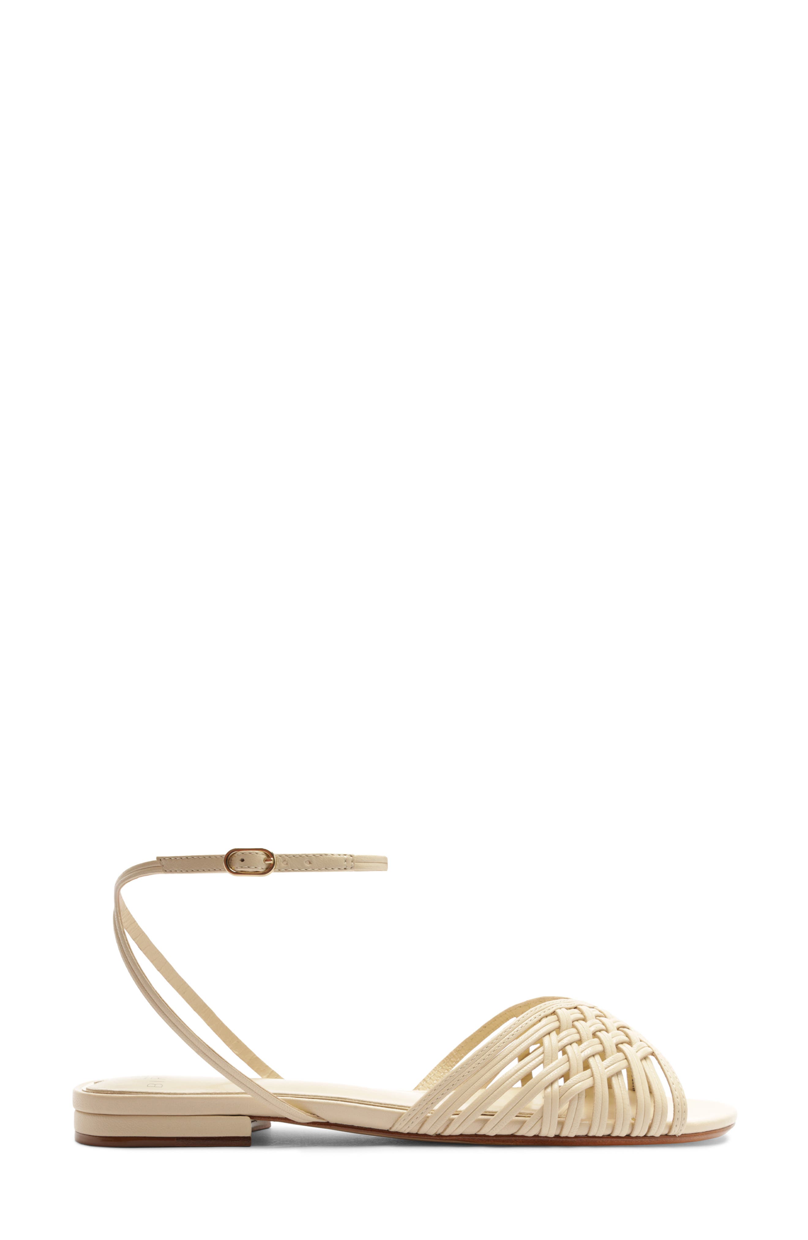 Lilian Woven Flat Ankle Strap Sandal, Alternate, color, EGGSHELL