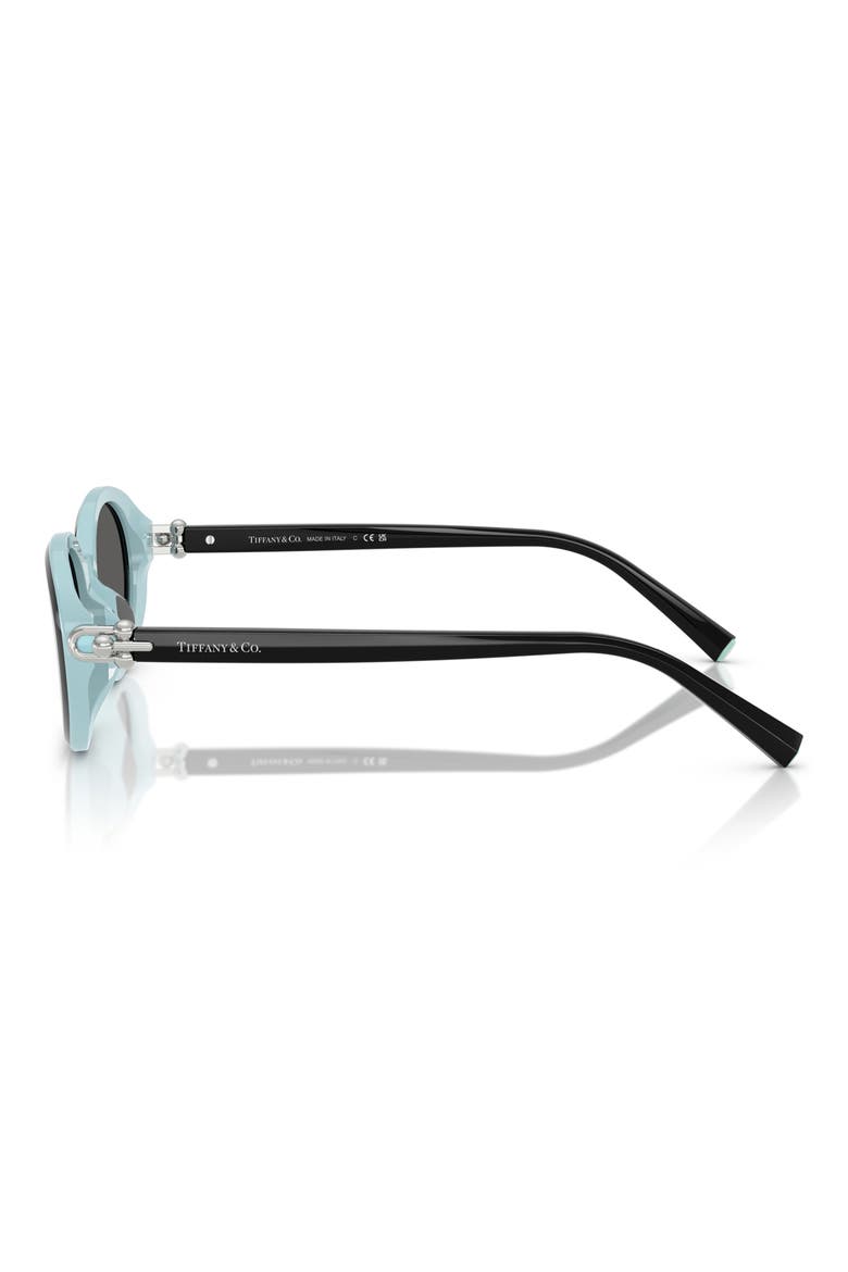 54mm Oval Sunglasses, Alternate, color, BLACK ON TIFFANY BLUE / DARK GREY