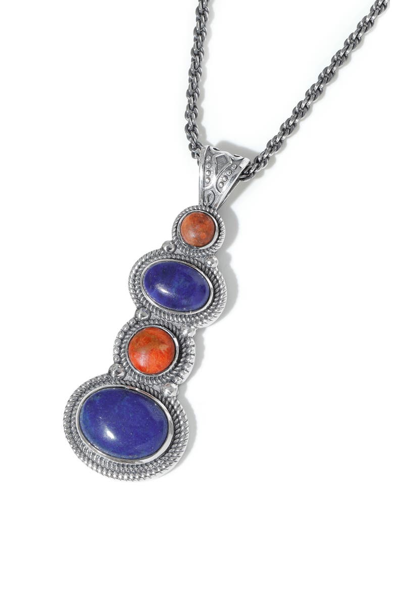 Labradorite Tiered Pendant Necklace, Alternate, color, BLUE
