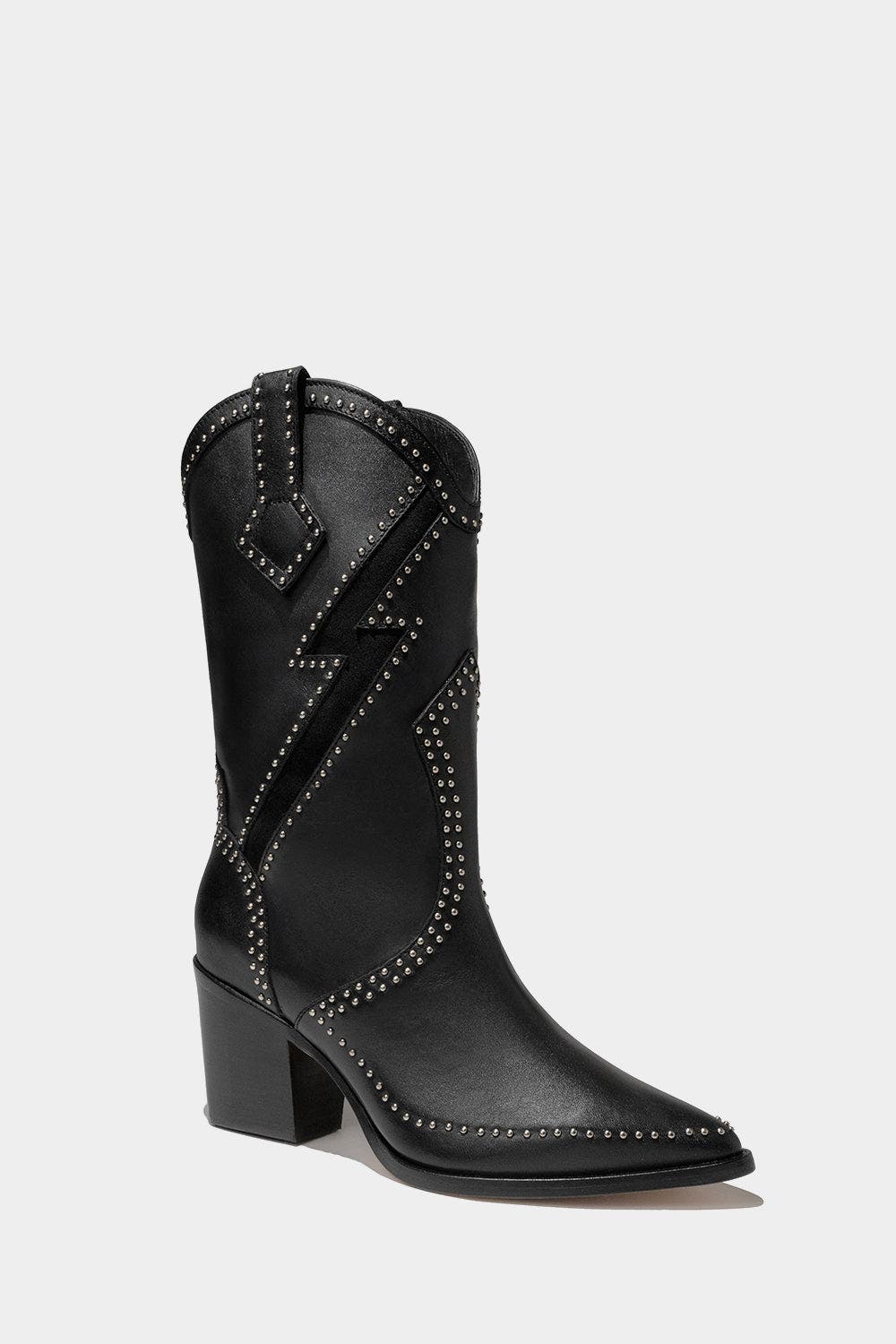 Women's Fashion Leather Boots Fred B, Main, color, Black