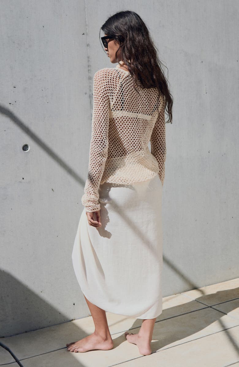 MANGO Stretch Cotton Crochet Sweater, Alternate, color, 