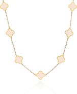 The Lovery Fine Jewelry Small Pink Pearl Clover Necklace