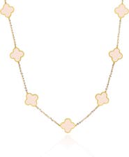 The Lovery Fine Jewelry Small Pink Pearl Clover Necklace