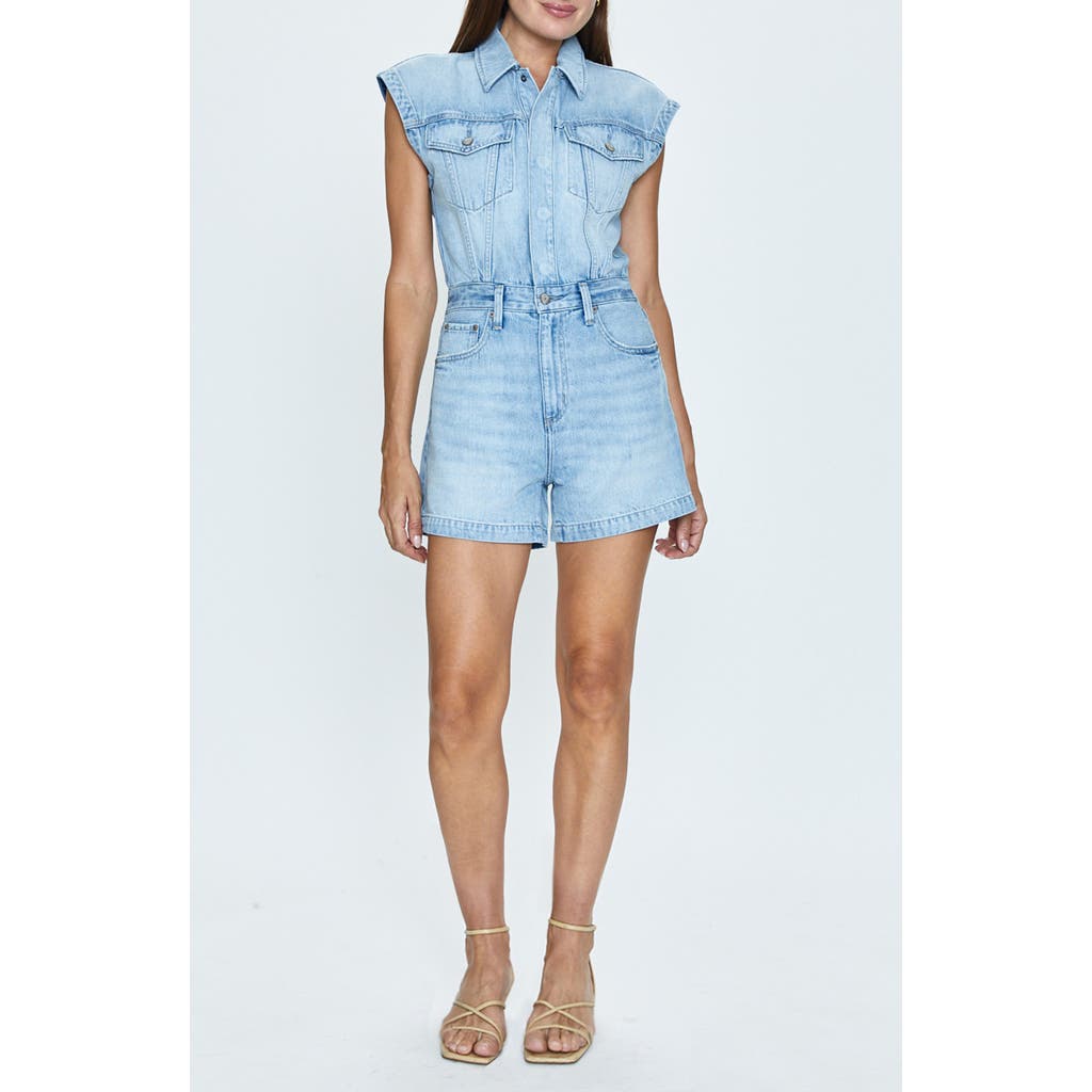 Pistola Lennox Denim Romper In Mid-summer In Mid-summer