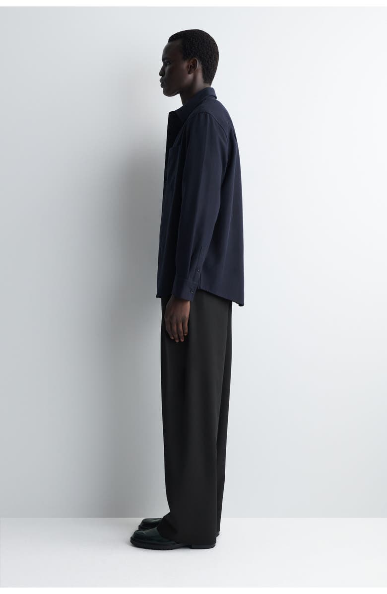 COS Relaxed Brushed Cotton-blend Shirt, Alternate, color, Navy