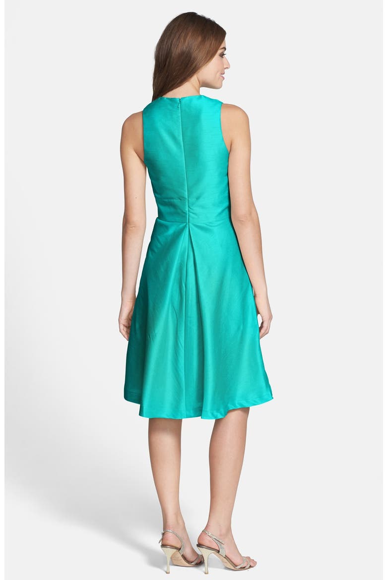 V-Neck Dupioni Cocktail Dress, Alternate, color, AZURE