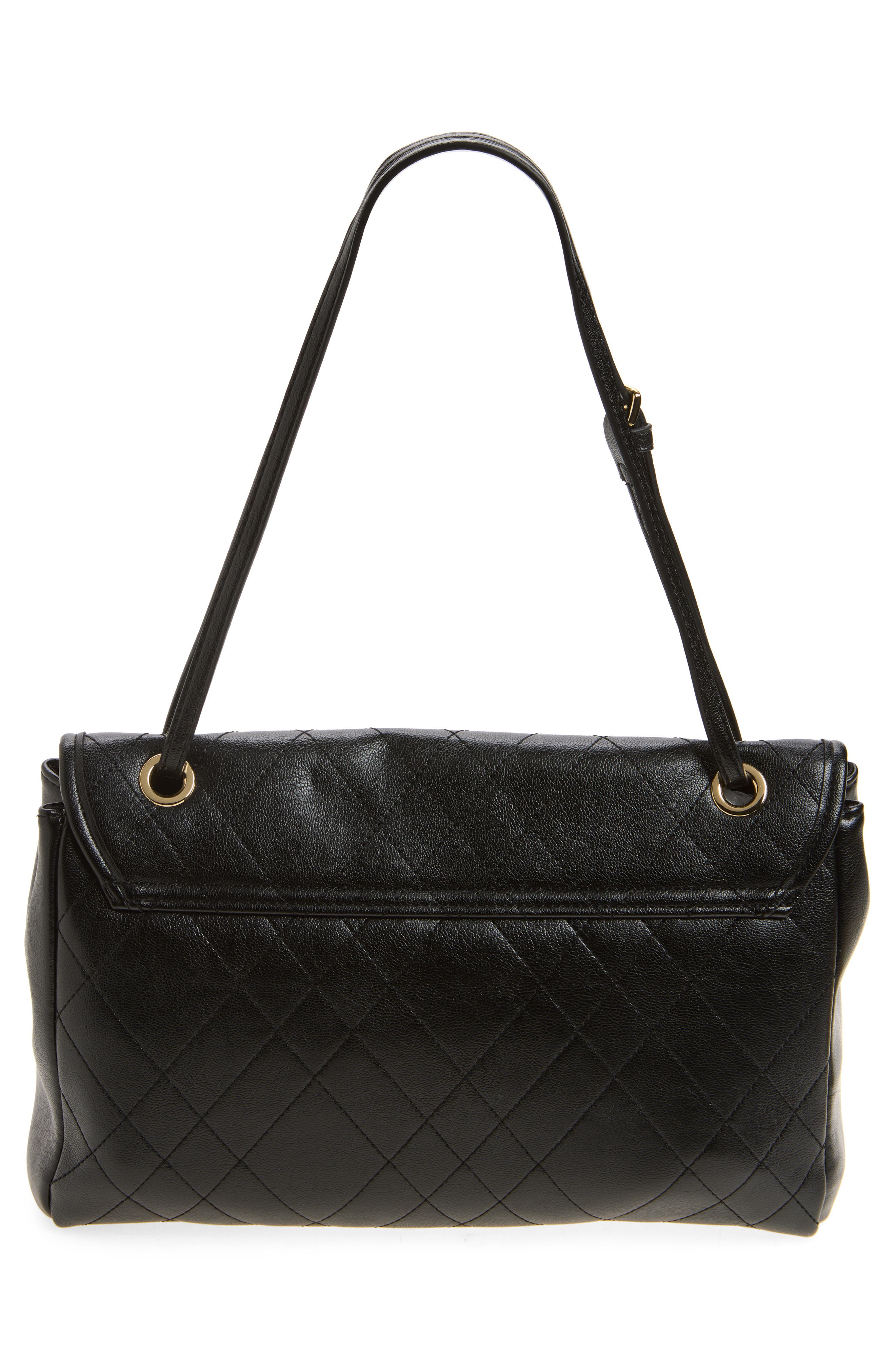 Charlie Quilted Faux Leather Shoulder Bag, Alternate, color, BLACK