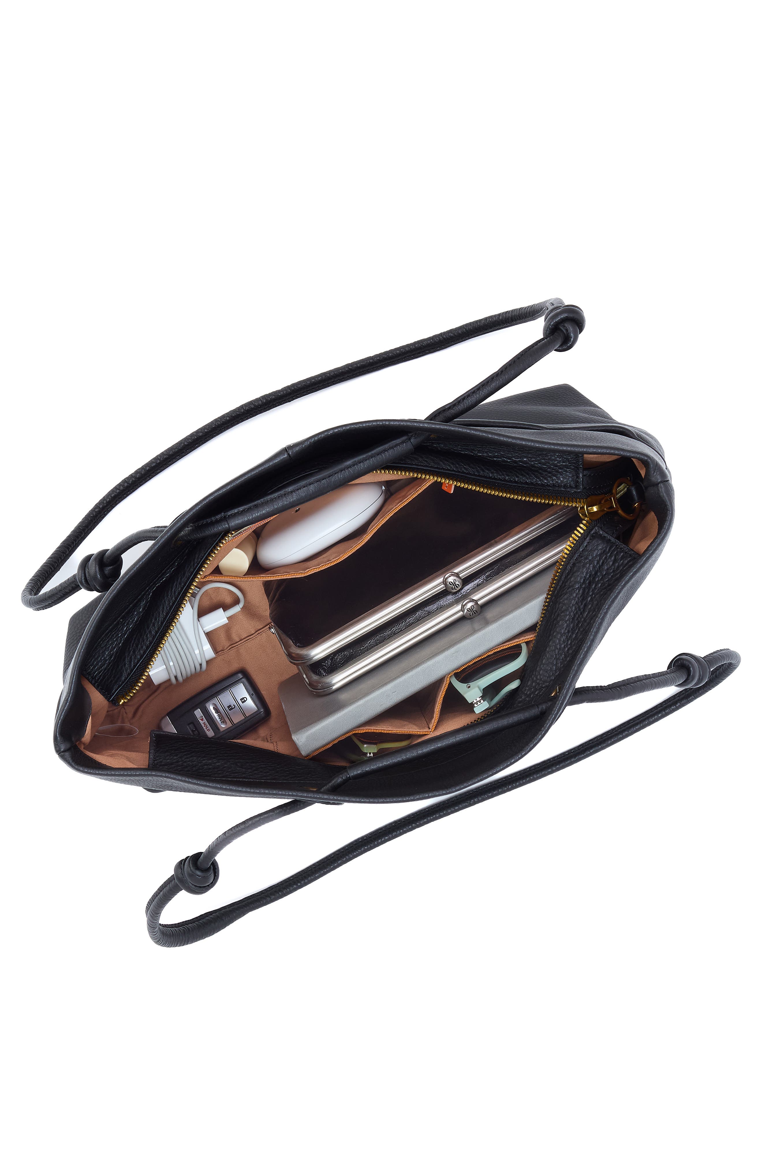 HOBO Softie Leather Tote, Alternate, color, Black