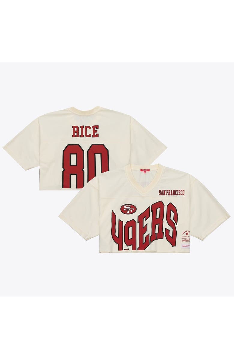Mitchell & Ness Women's Mitchell & Ness Jerry Rice Cream San Francisco 49ers Retired Player Cropped Fashion Jersey, Main, color, Cream