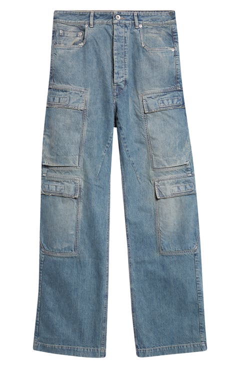 Distressed Straight Leg Cargo Jeans