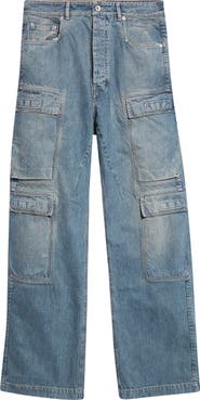Rick Owens DRKSHDW Distressed Straight Leg Cargo Jeans