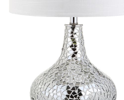 Jonathan Y Emilia 26" Mirrored Mosaic Led Table Lamp In Silver/gray