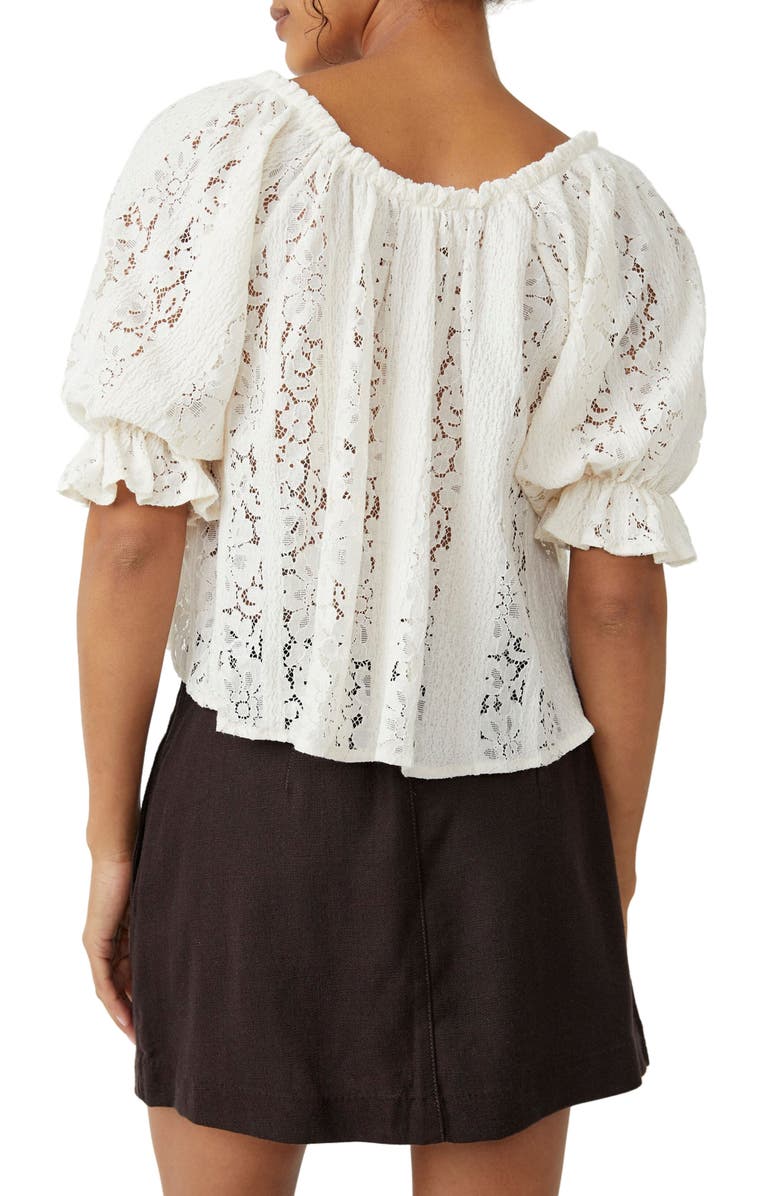 Free People Stacey Puff Sleeve Lace Top, Alternate, color, 