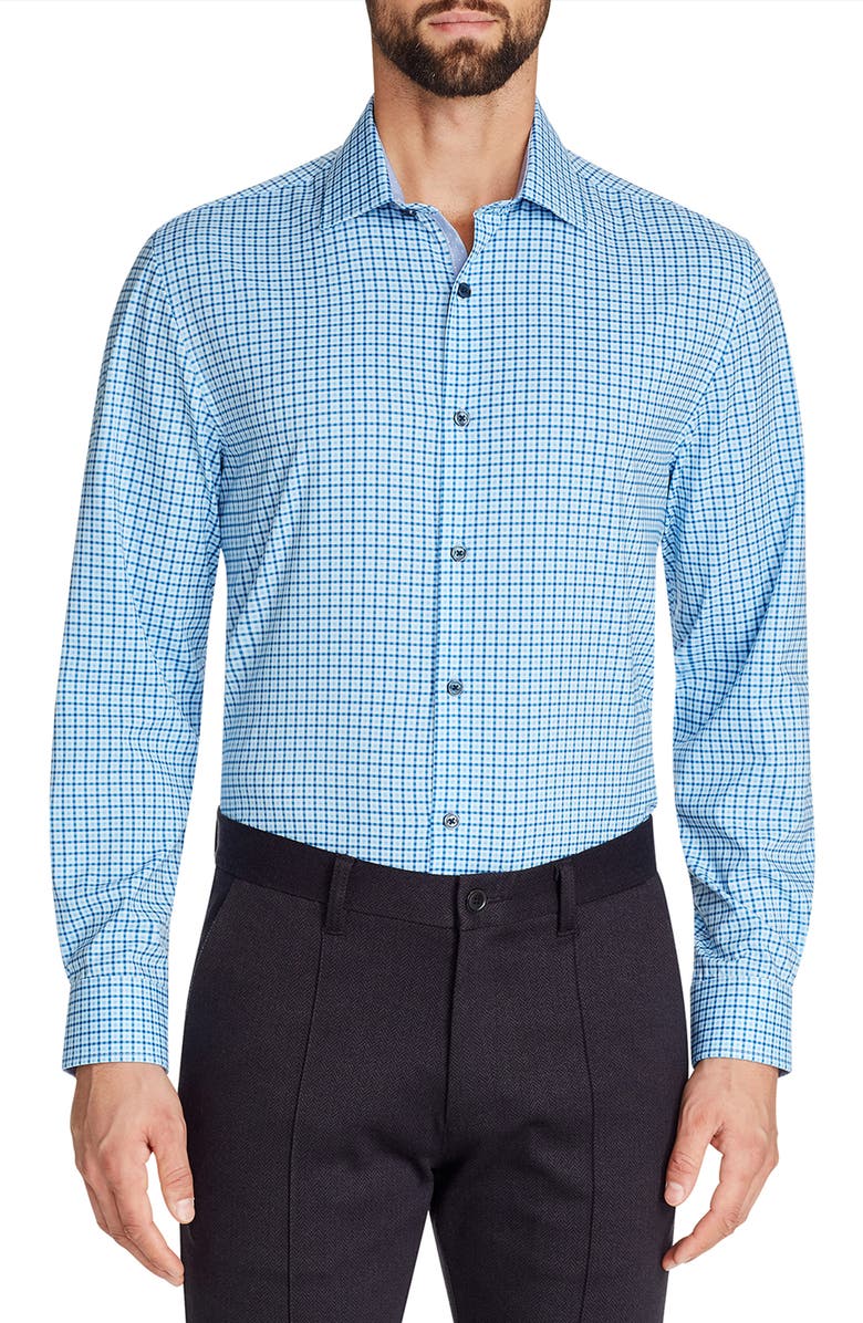 W.R.K Trim Fit Check Performance Stretch Dress Shirt, Main, color,