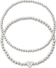 Adornia Beaded Initial Charm Bracelet Set