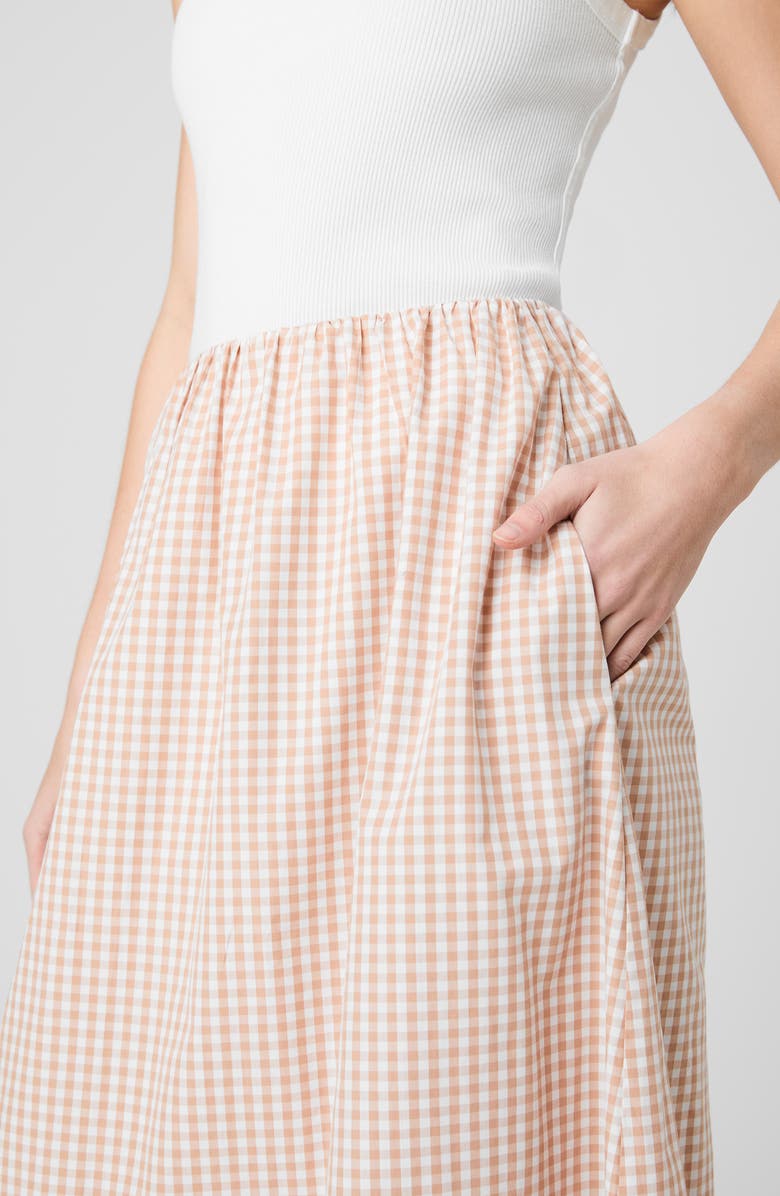 French Connection Gingham Maxi Skirt, Alternate, color, Petite Gingham Almond Nude
