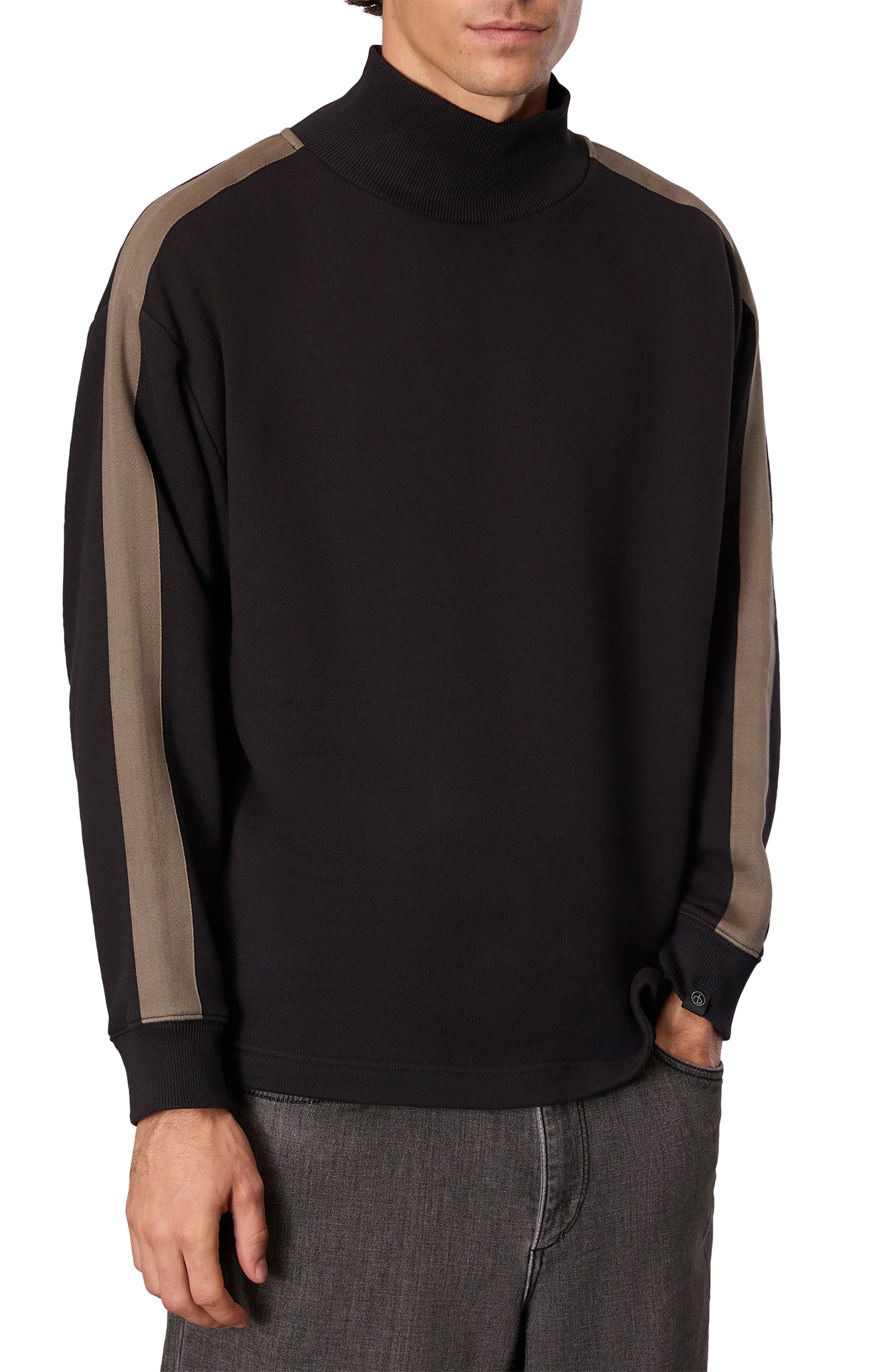 rag & bone Mixed Media Mock Neck Sweatshirt