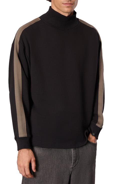 Mixed Media Mock Neck Sweatshirt