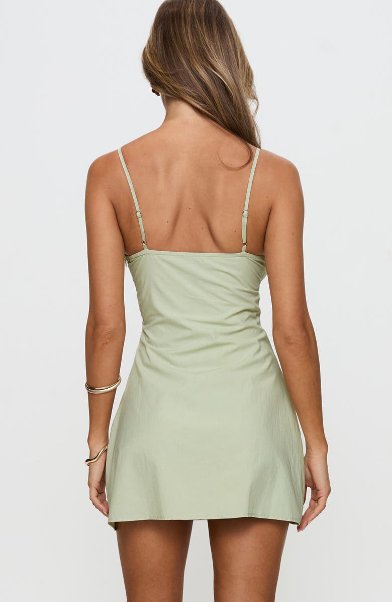 Princess Polly Aruba Embroidered Cotton Minidress, Alternate, color, Sage