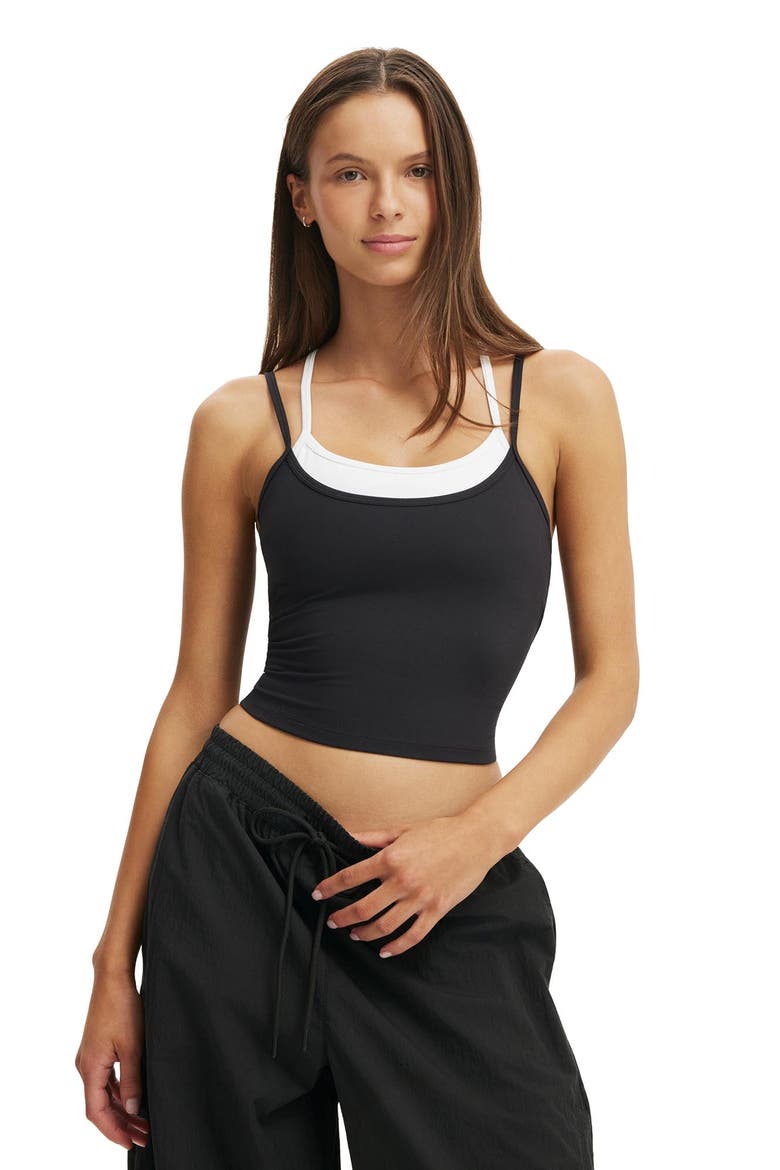 Women's Active Ultra Soft Contrast Layer Tank, Main, color, Black White