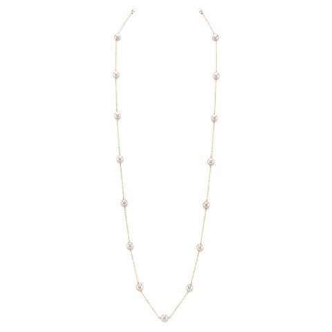 14K Gold 8.0-8.5mm Opera Japanese Akoya Pearl Tincup Necklace