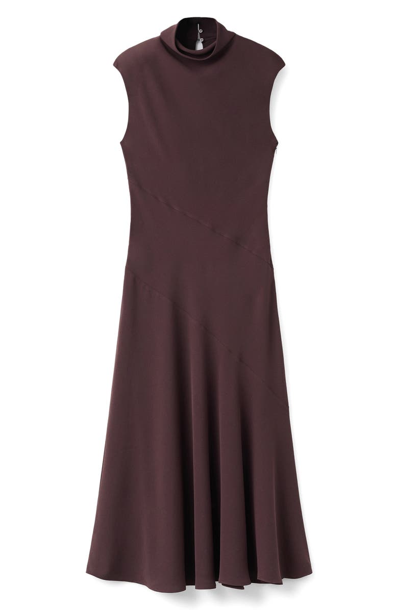 MANGO Coco Mock Neck Sleeveless Dress, Alternate, color, Brown
