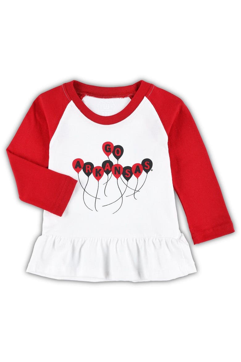 Girls Infant Wes & Willy Cardinal/White Arkansas Razorbacks Balloon Raglan 3/4-Sleeve T-Shirt & Leggings Set, Alternate, color, Cardinal