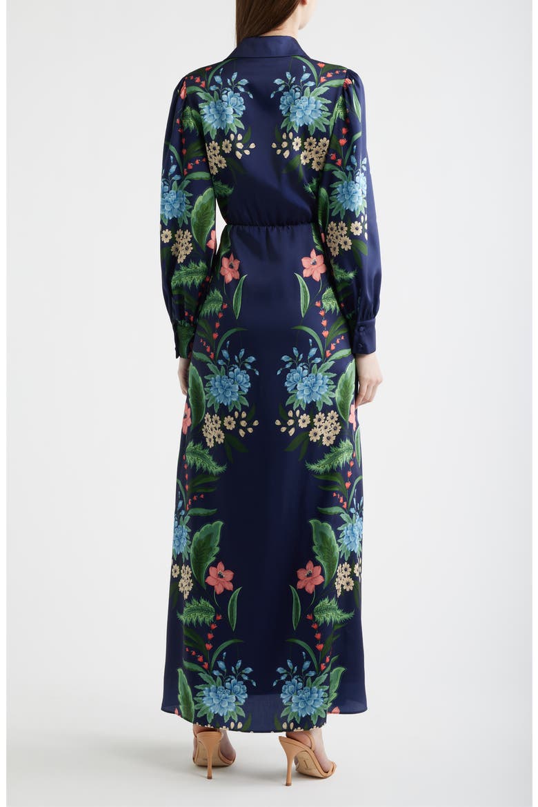 Floral Print Long Sleeve Maxi Shirtdress, Alternate, color, NAVY MULTI