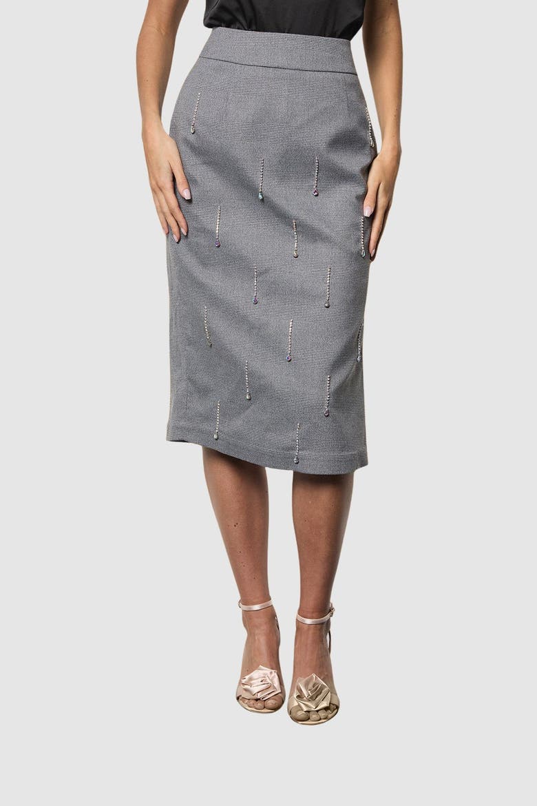 Midi Pencil Skirt With Embellishment, Alternate, color, Grey