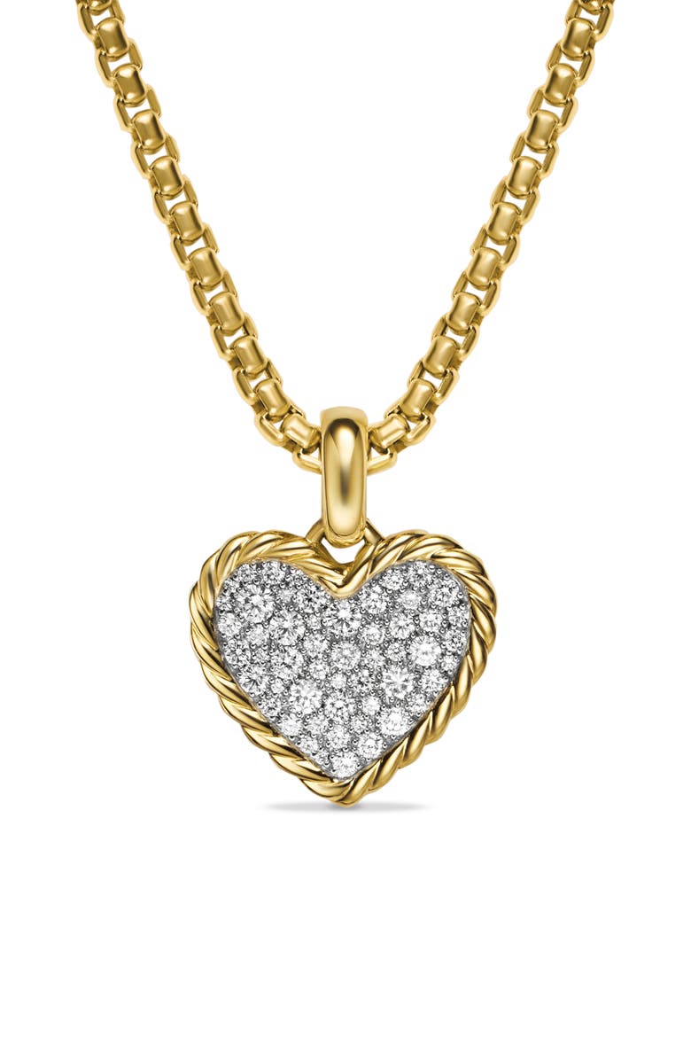 David Yurman Pavé Diamond Heart Enhancer, Main, color, 18K Gold
