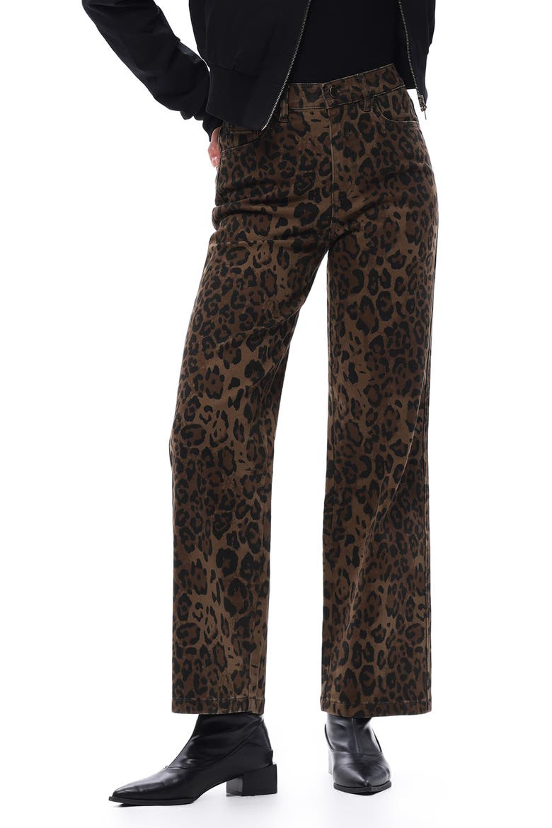 High Waist Print Straight Leg Jeans, Main, color, COFFEE