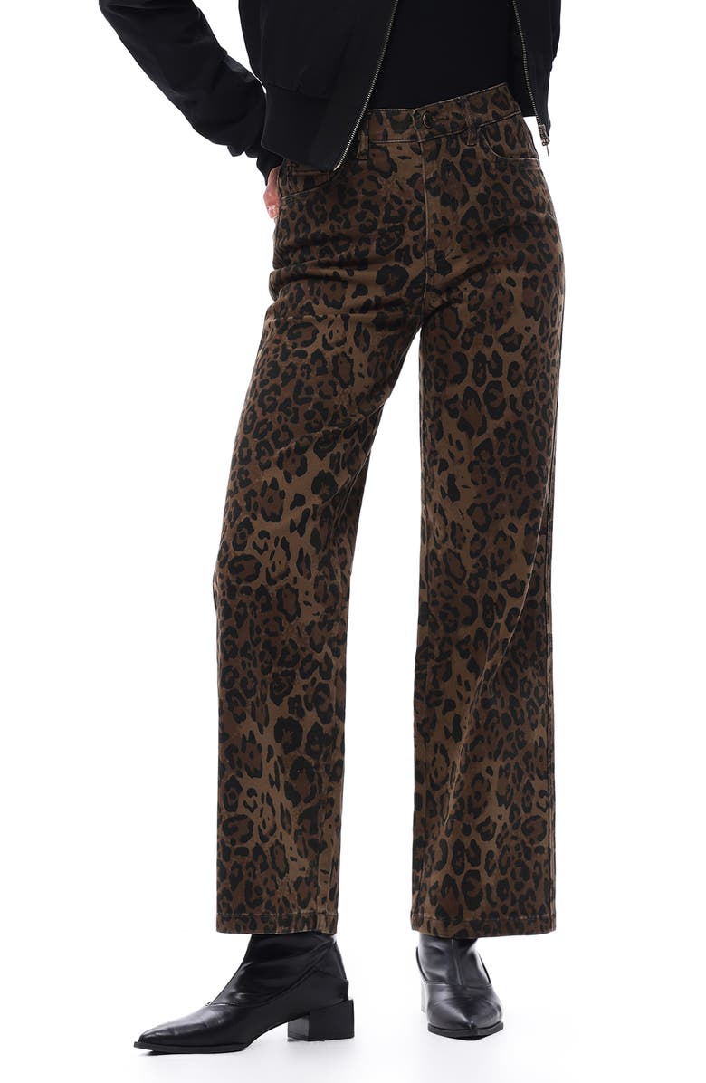 Bayeas High Waist Print Straight Leg Jeans, Main, color, 