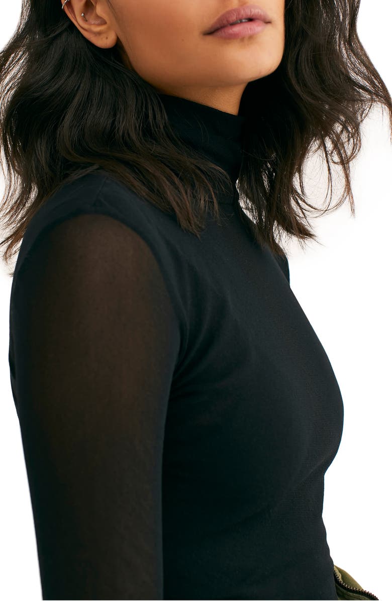 Free People Double Layer Mesh Turtleneck Top, Alternate, color, 