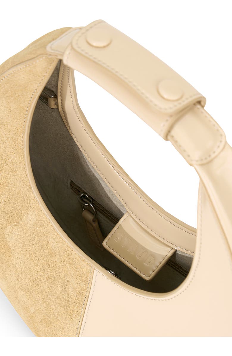 STAUD Mini Moon Split Leather Bag, Alternate, color, Oat