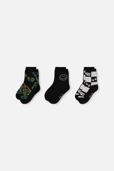Checkered Graphic Ribbed Cuff Socks