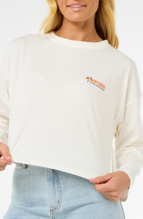 Cala Long Sleeve Crop Graphic T-Shirt