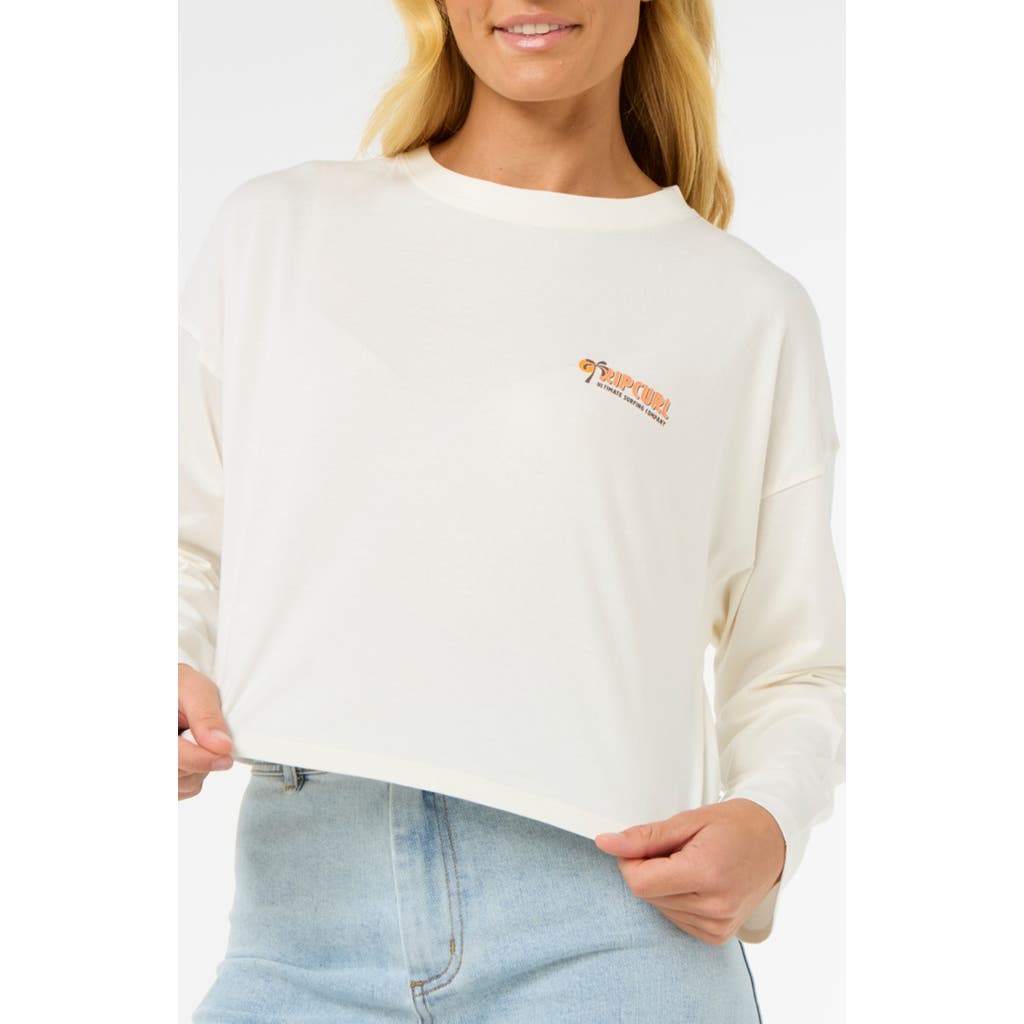 Rip Curl Cala Long Sleeve Crop Graphic T-shirt In Bone