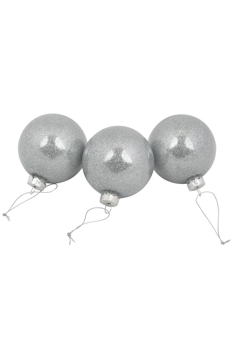 Northlight Mercury Glass Style Glass Christmas Ornament Set - 3" - Silver and Champagne - 12ct, Alternate, color, Silver