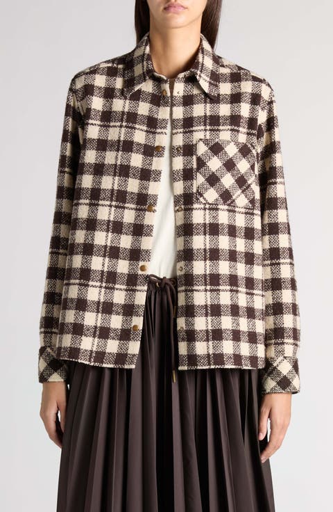 Check Wool Blend Shirt Jacket