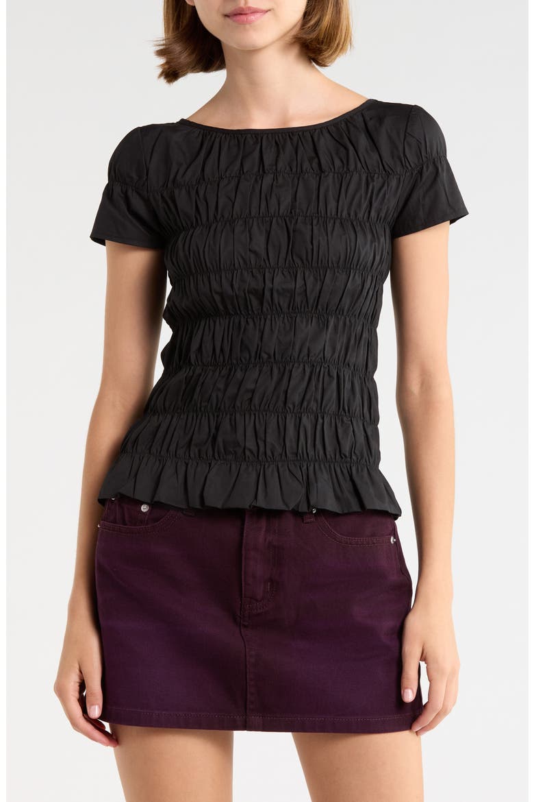 Spoiler Alert Shirred Top, Main, color, BLACK