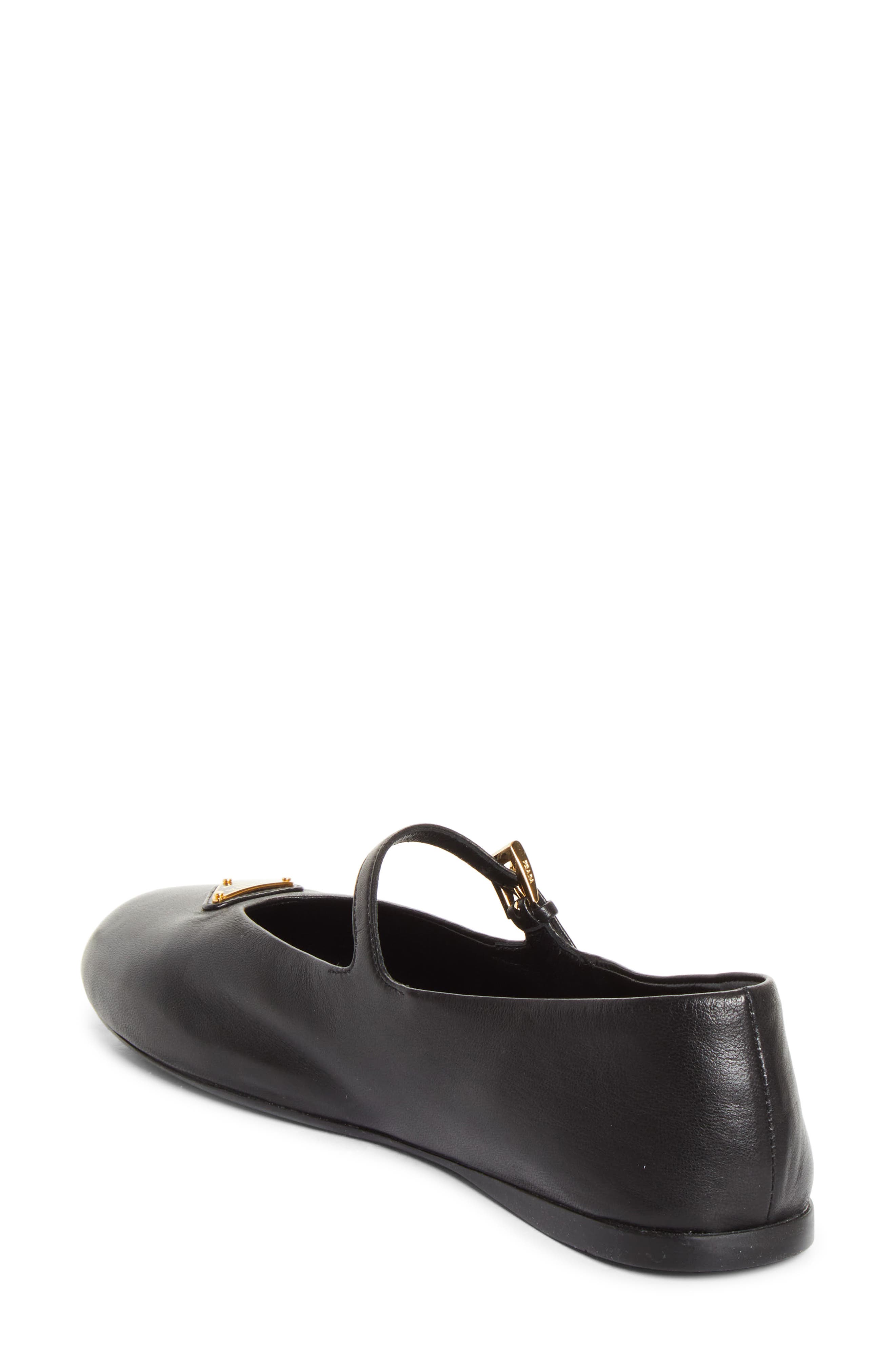 Prada Logo Mary Jane Flat, Alternate, color, Nero