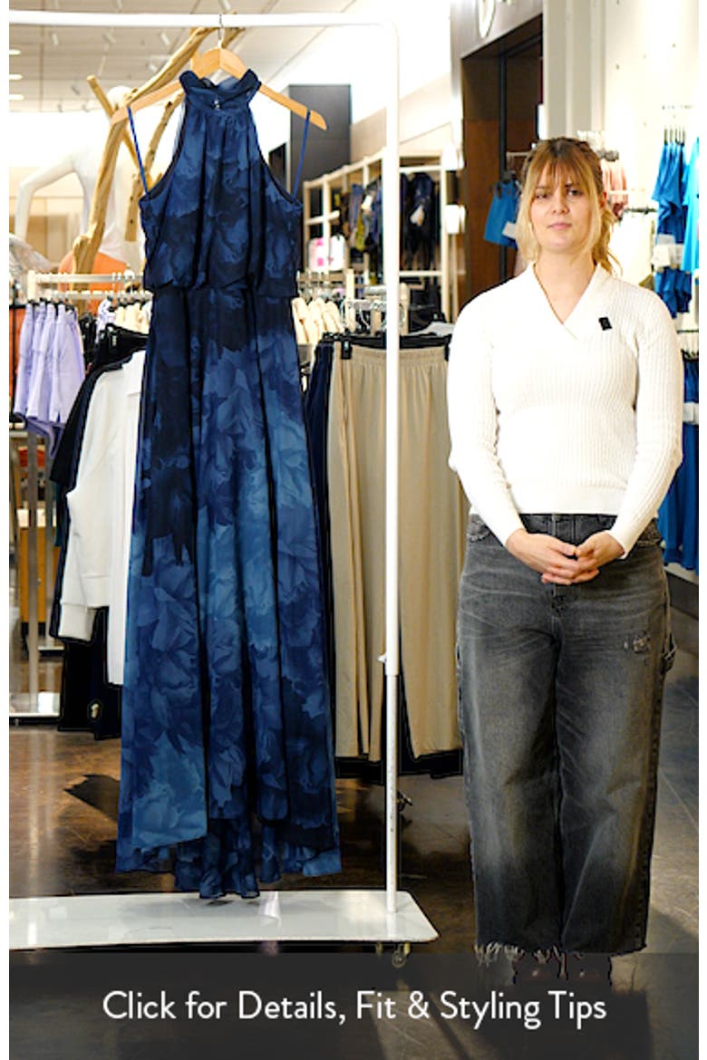 Tonal Floral Print Chiffon Gown video