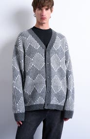 Topman Diamond V-Neck Cardigan