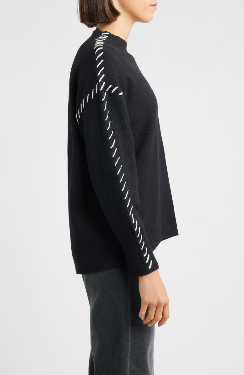 CITY BLUES Lutetia Relaxed Whipstich Sweater, Alternate, color, Black