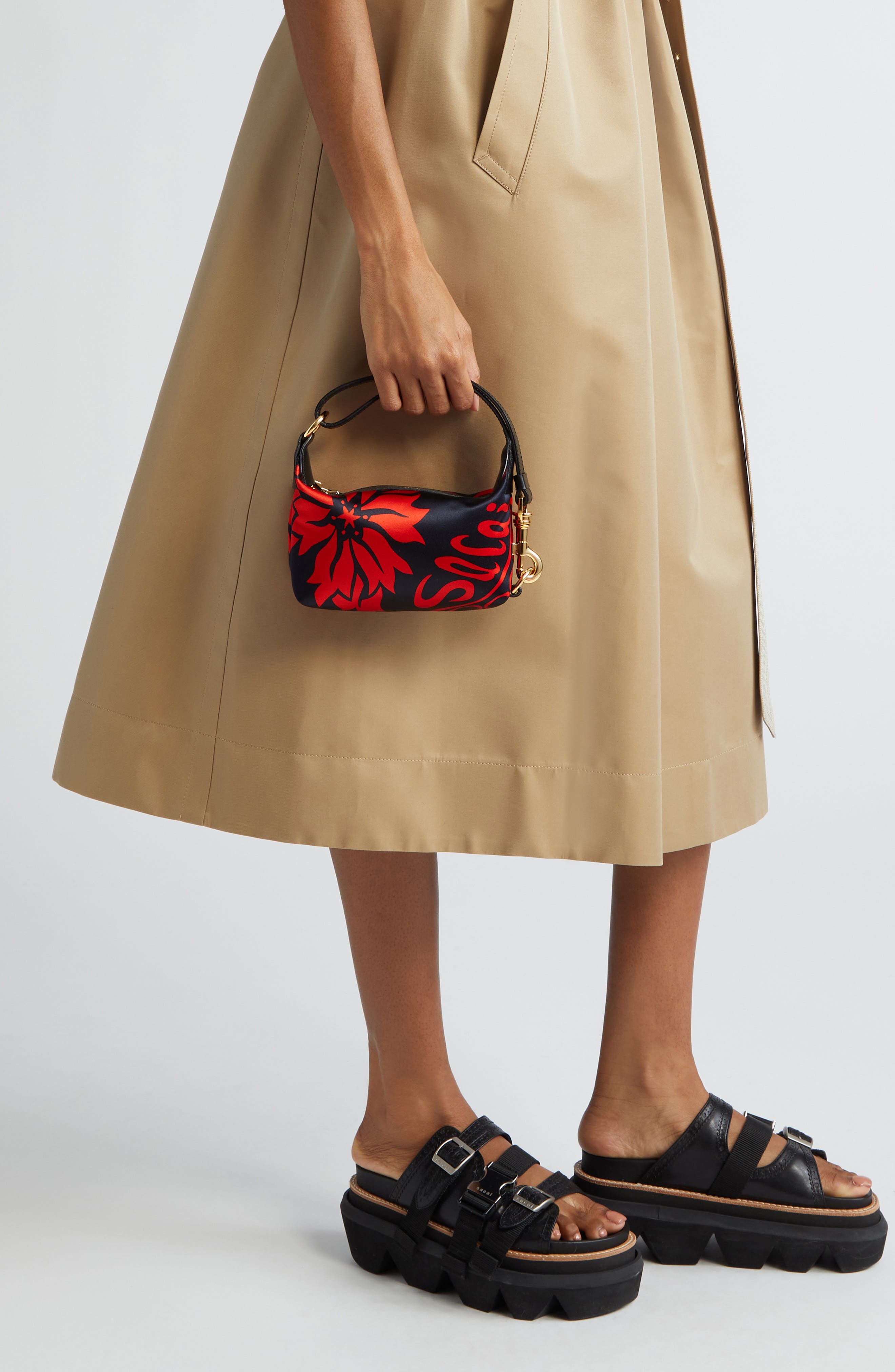 Sacai Small Pochette Floral Print Top Handle Bag, Alternate, color, 