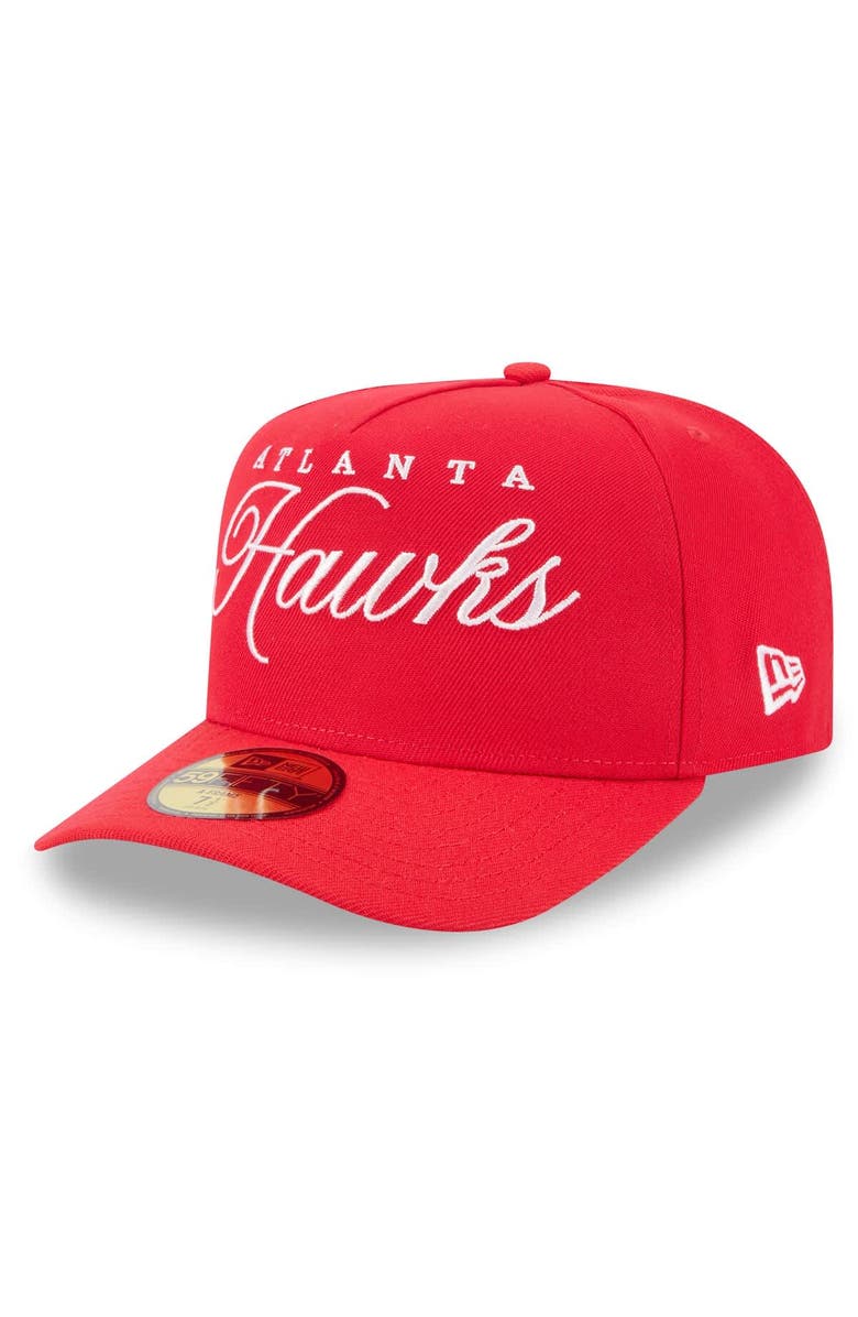 New Era Men's New Era Red Atlanta Hawks 2025 NBA Draft A-Frame 59FIFTY Fitted Hat, Alternate, color, Red