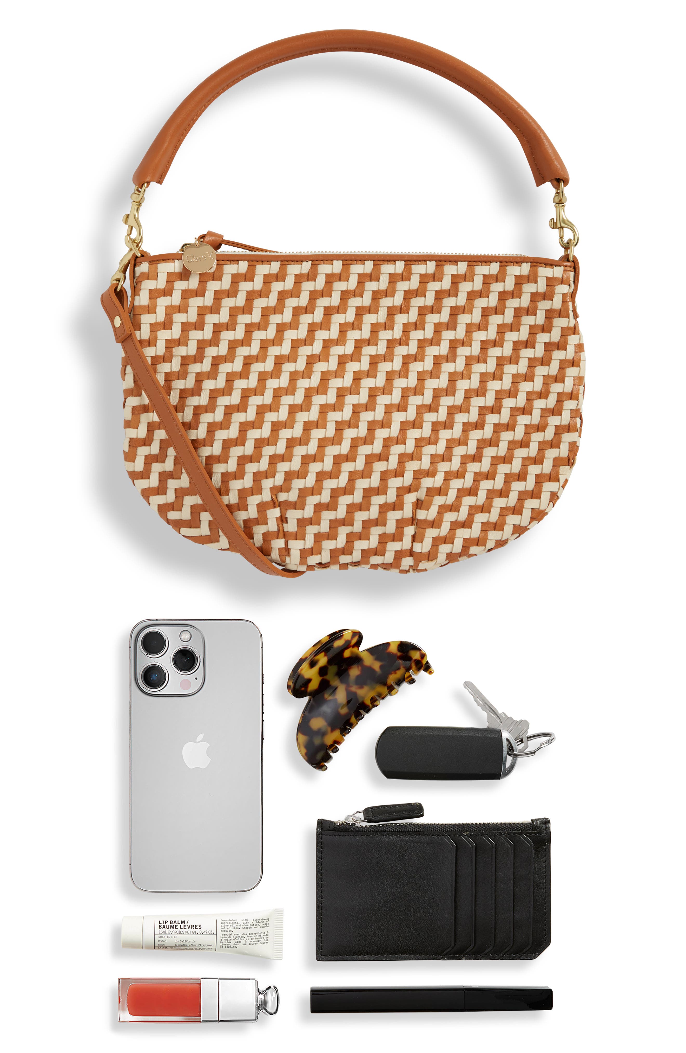 Petit Moyen Woven Leather Messenger Bag, Alternate, color, NATURAL/CREAM WOVEN ZIG-ZAG