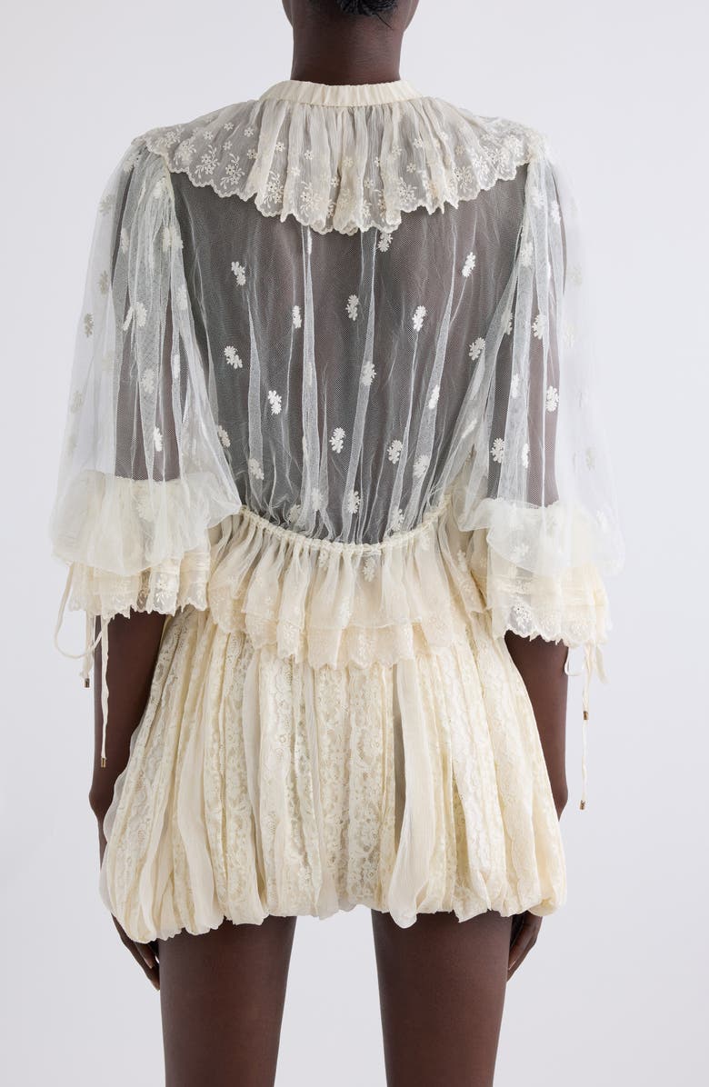 Chloé Ruffle Lace Crop Top, Alternate, color, Whisper White