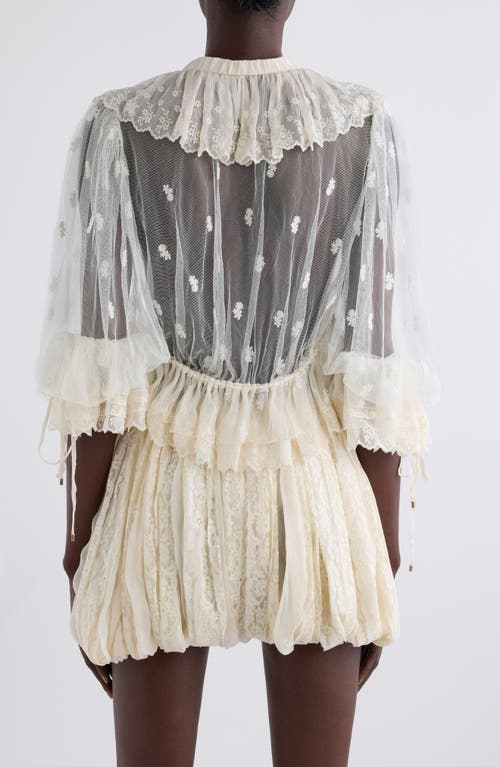 Chloé Ruffle Lace Crop Top In Whisper White